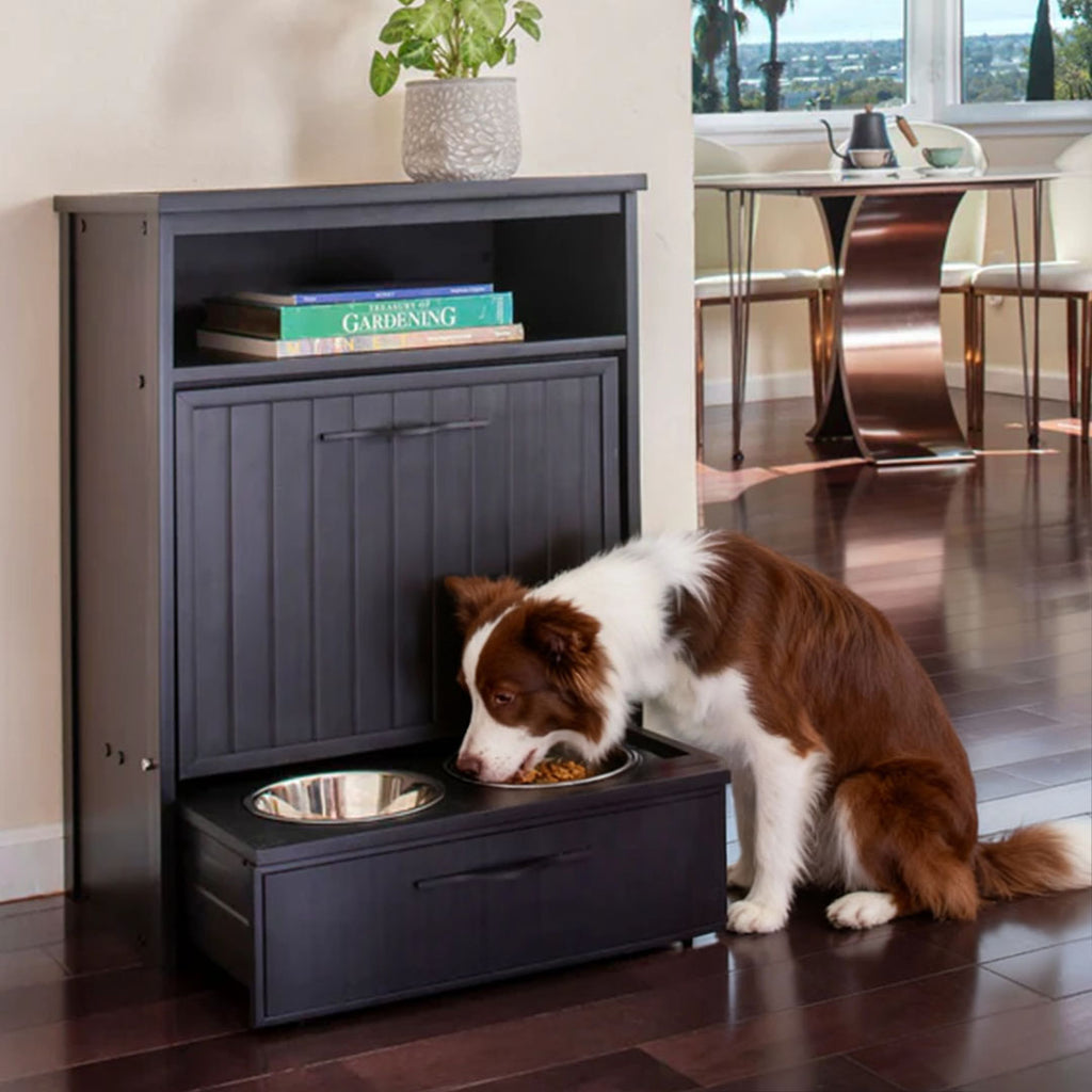 NEW AGE PET Brea Pantry Dog Diner Pet Feeding Cabinet