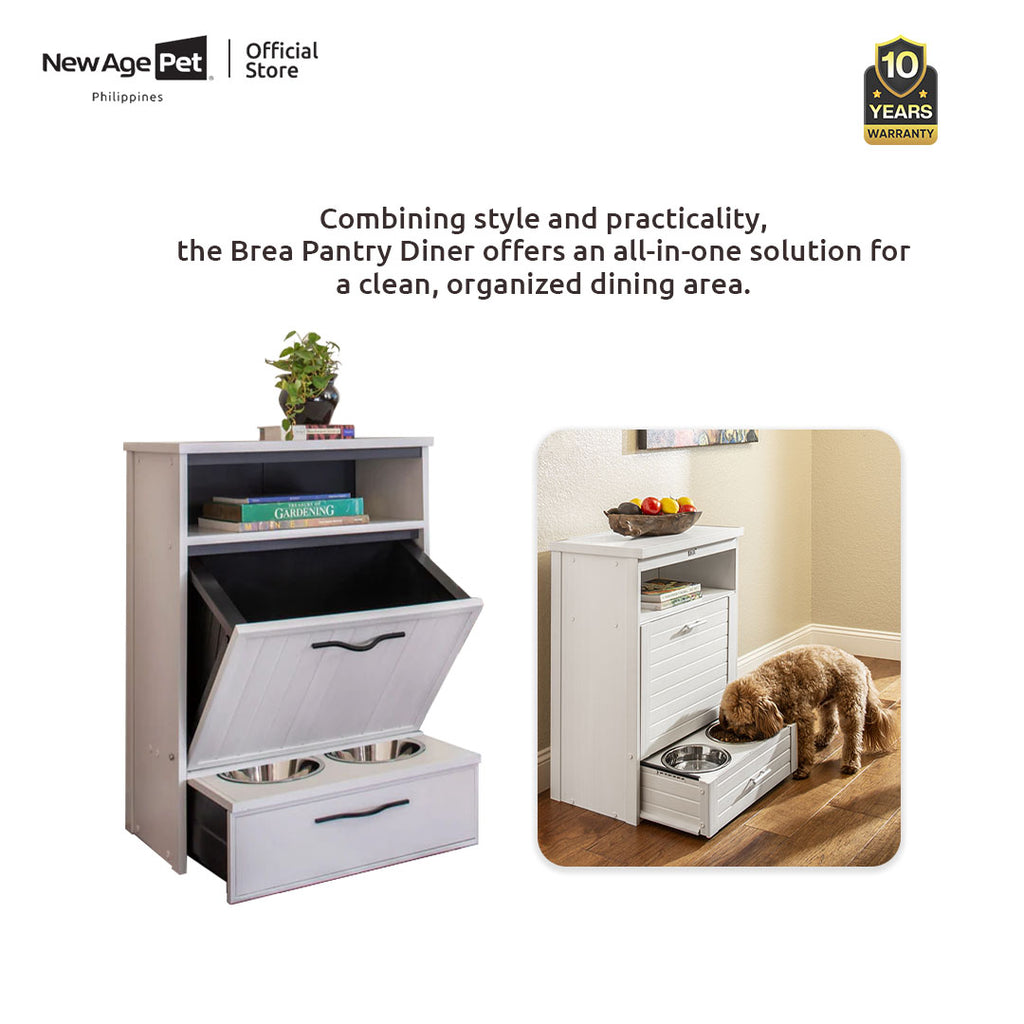 NEW AGE PET Brea Pantry Dog Diner Pet Feeding Cabinet