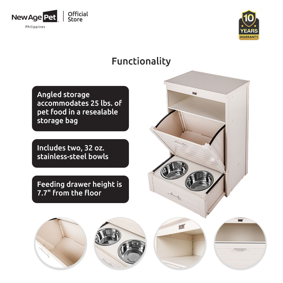 NEW AGE PET Brea Pantry Dog Diner Pet Feeding Cabinet