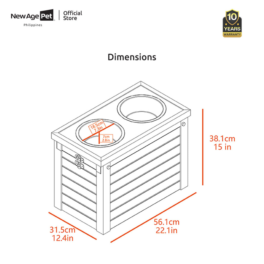 NEW AGE PET Piedmont Pet Diner Feeder Dog Bowl