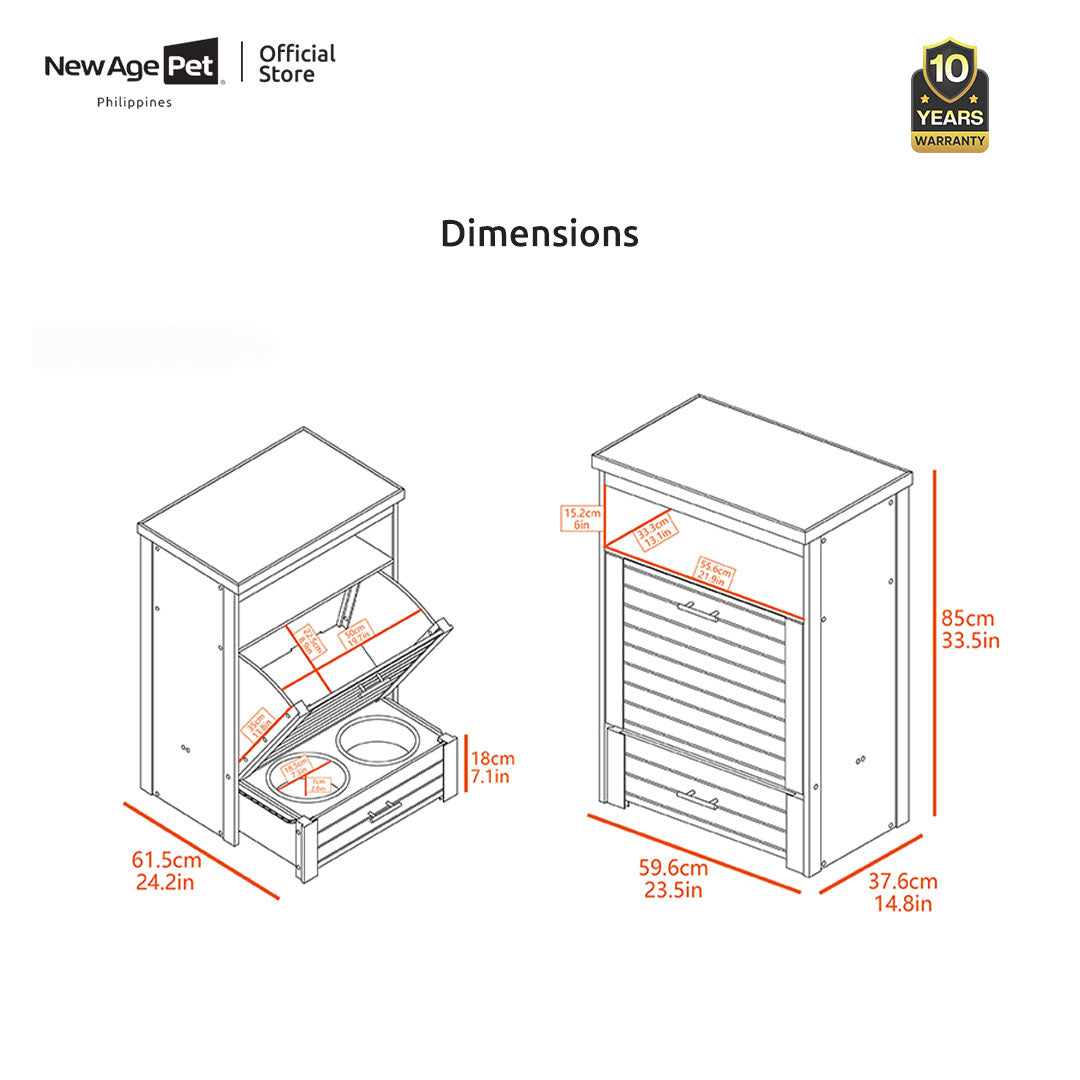 NEW AGE PET Brea Pantry Dog Diner Pet Feeding Cabinet